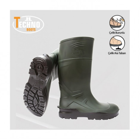 Techno Boots S5 Poliüretan İş Çizmesi Çelik Burunlu + Çelik Aratabanlı 