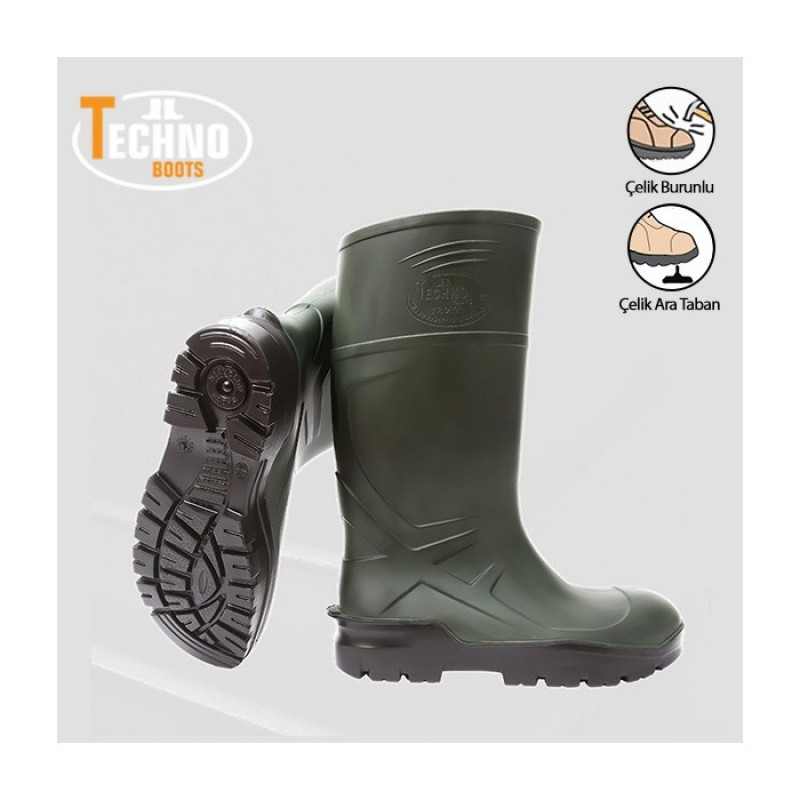 Techno Boots S5 Poliüretan İş Çizmesi Çelik Burunlu + Çelik Aratabanlı 